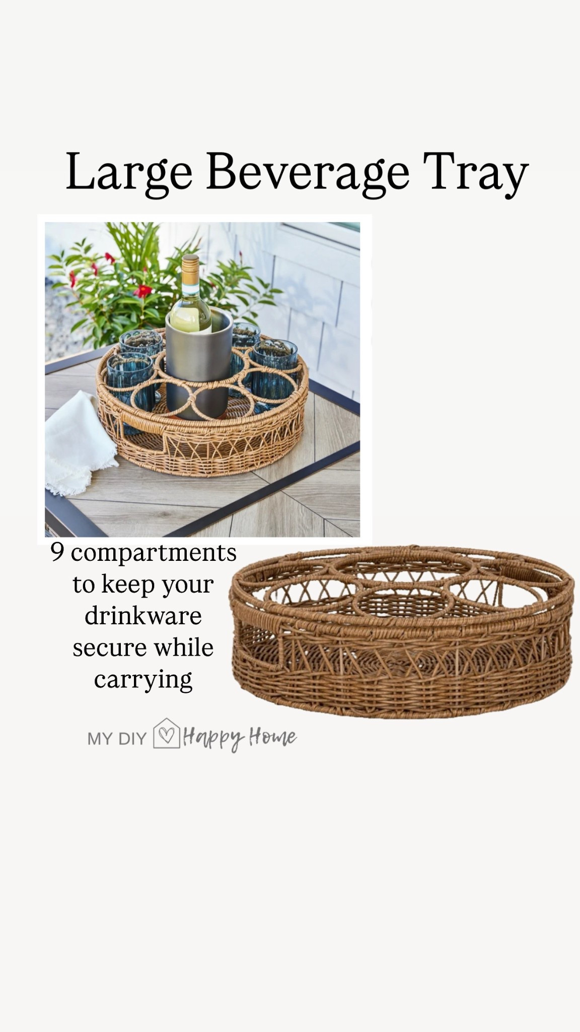 Better Homes & Gardens Large Beverage Tray

•9 compartments to keep your drinkware secure while carrying
•Divided compartments to keep your drinkware secure while carrying
•Ideal for use in the kitchen, on the porch, or by the pool
•Handwoven twisted resin rattan over a durable metal frame
•Can be used to carry more beverages and glasses
•Casual style is ideal for entertaining and family get-togethers
•Makes a wonderful wedding or housewarming gift

*the top divider comes off and you could use the bottom tray separately too! 



#LTKSeasonal #LTKHome #LTKFindsUnder50