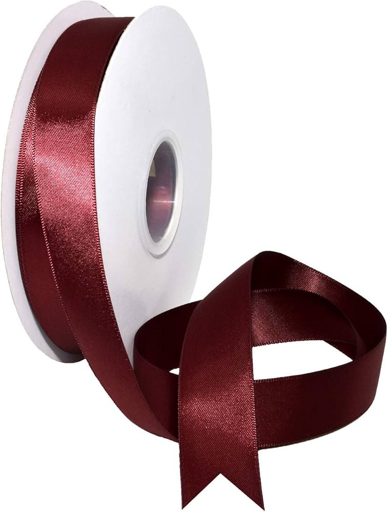 Morex Ribbon Double Face Satin Ribbon 7/8" X 50 YD Burgundy Ribbon for Gift Wrapping, Birthday Gi... | Amazon (US)