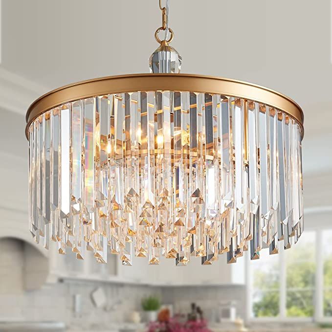 MEIXISUE Modern Crystal Luxury Chandelier Gold Metal and K9 Clear Crystal 6-Lights Contemporary C... | Amazon (US)