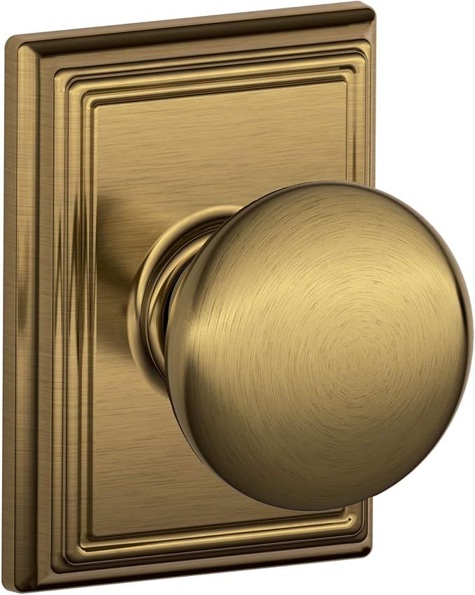 SCHLAGE F10PLY609ADD F10-PLY-ADD Plymouth Passage Door Knob Set with Decorative Addison Trim | Amazon (US)