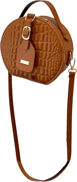 Floerns Women's Small Crossbody Bag Round Bag Crocodile Leather Circle Handbag | Amazon (US)