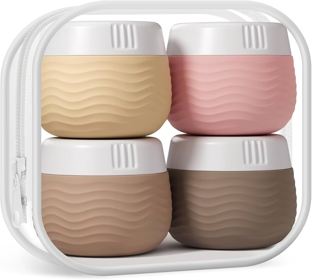 Travel Containers for Toiletries, Silicone Cream Jars, TSA Approved Travel Size Containers, Leak-... | Amazon (US)