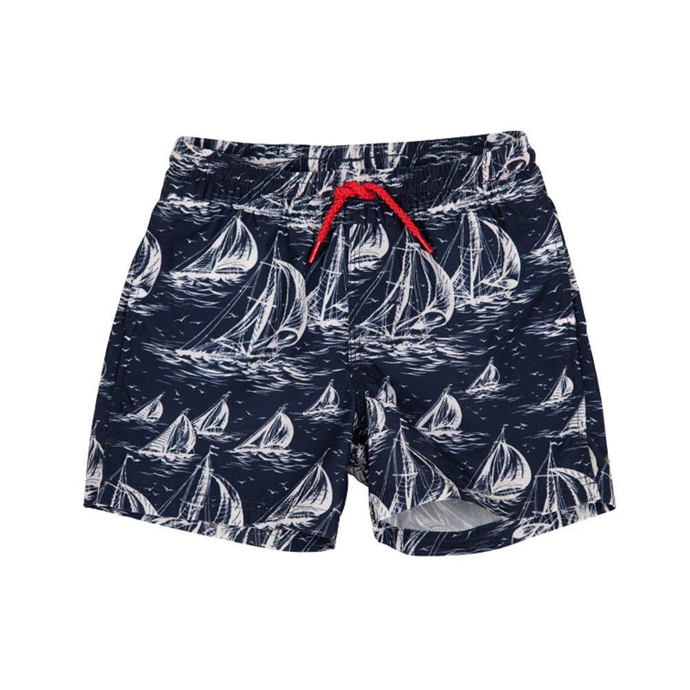 Tortola Swim Trunks - St. Simon's Sailboat with Richmond Red | The Beaufort Bonnet Company