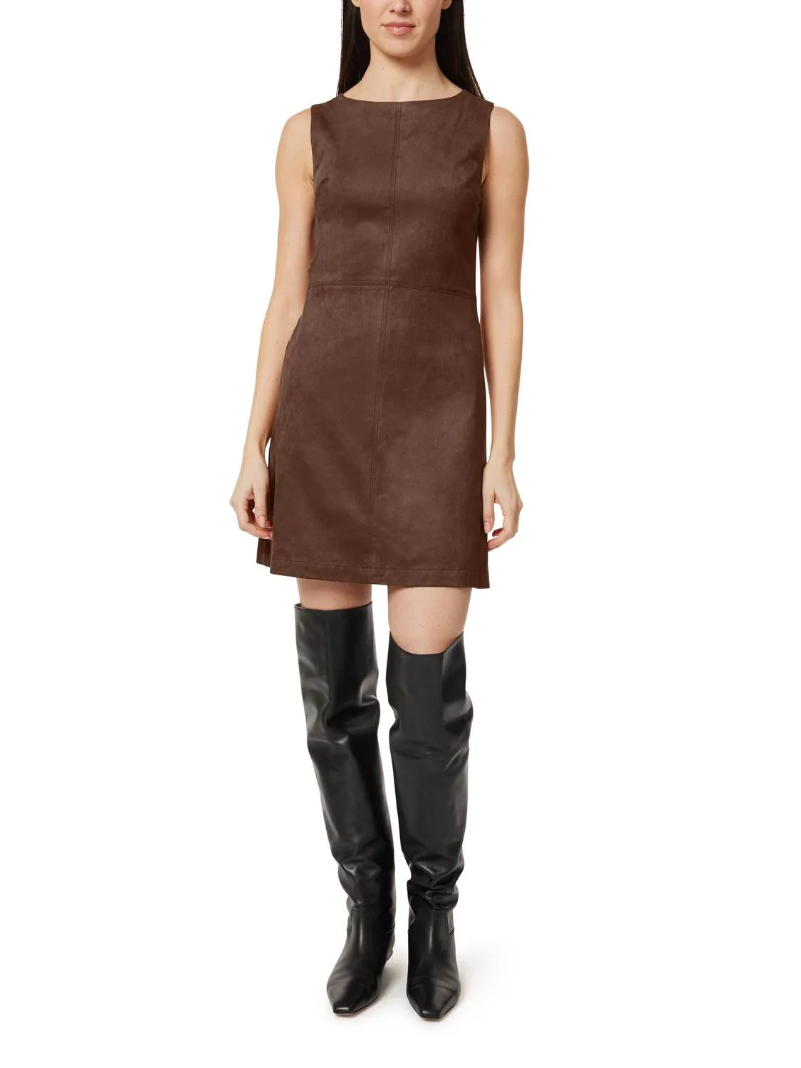 Suede Shift Dress In Brown | Shop Simon