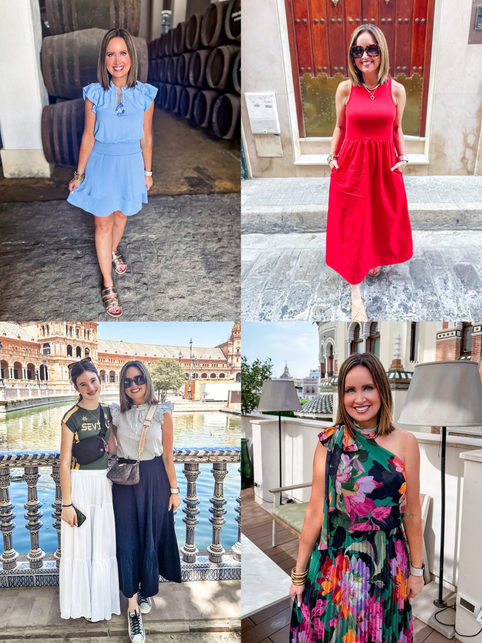 More outfits I wore in Spain

Red maxi - size down 
Blue dress  and striped shirt - both true to size - use LAURA10 to save 
Black maxi - true to size 
Floral one shoulder dress - size down 

#LTKOver40 #LTKFindsUnder100 #LTKSummerEdit