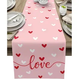 Valentine'S Day Linen Table Runner, 100% Woven Linen Fabric, Square Shape, with Heart Pattern, fo... | Temu Affiliate Program