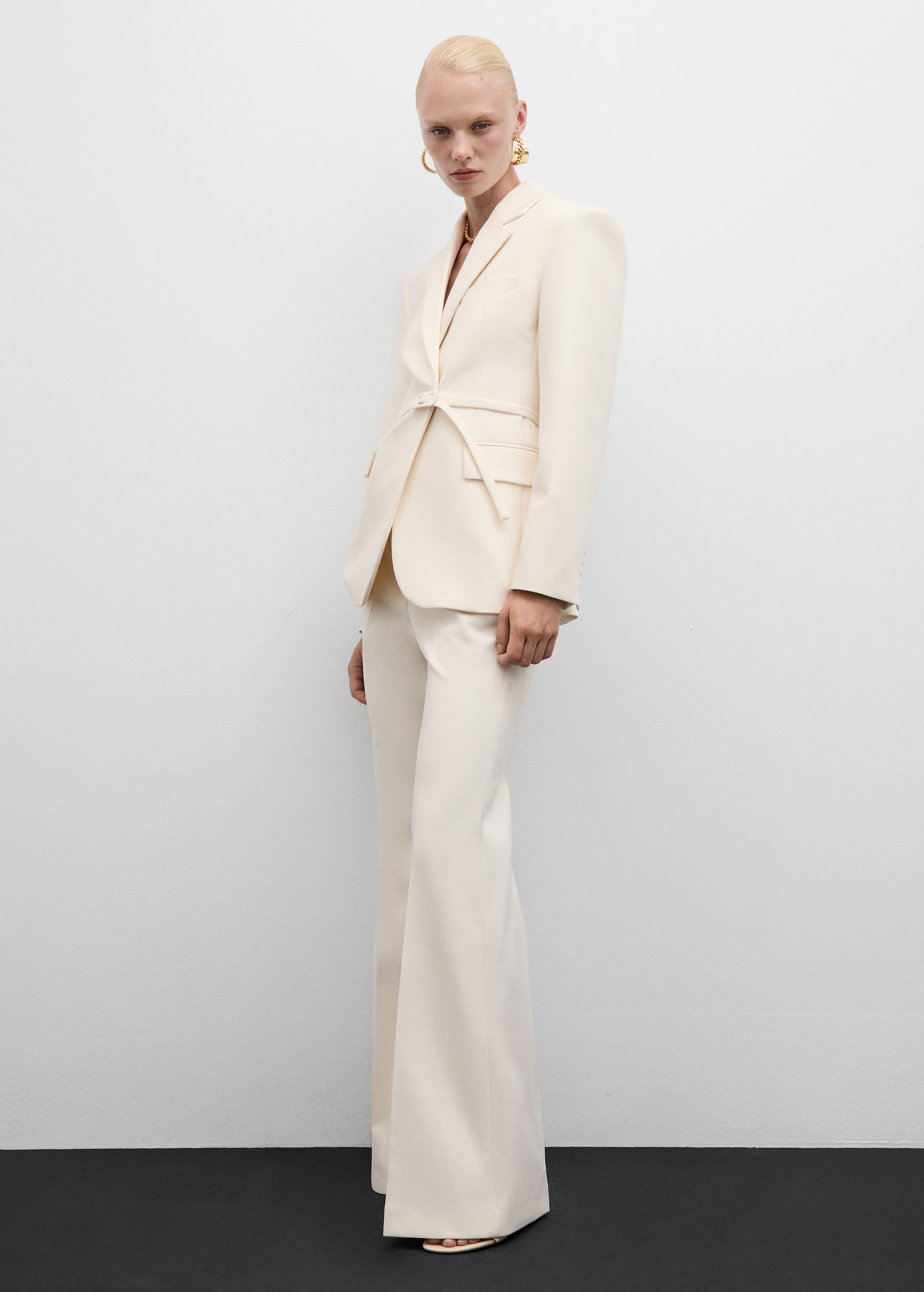 Suit jacket with belt - Woman | MANGO United Kingdom | MANGO (UK)