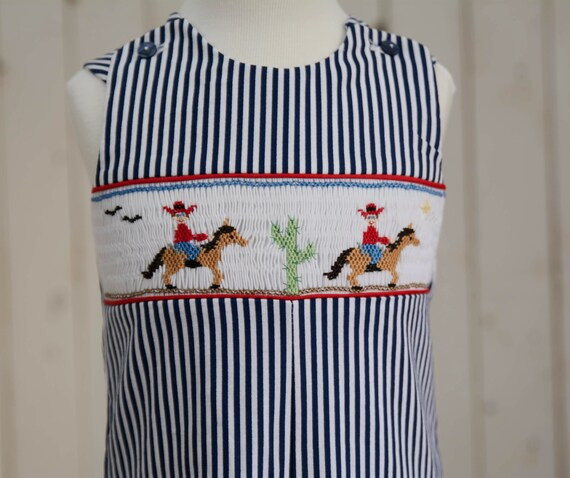 Little boys navy stripe romper. Smocked romper.  Smocked | Etsy | Etsy (US)