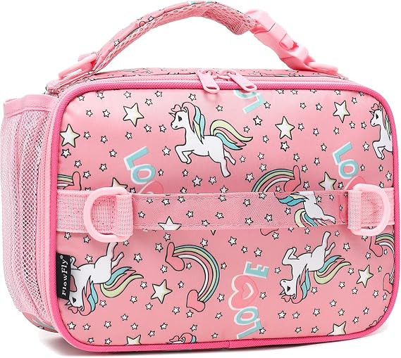 FlowFly Kids Lunch Bag, Durable Insulated School Lunch Box with Shoulder Strap and Bottle Holder,... | Amazon (US)