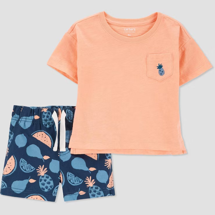 Carter's Just One You® Baby Boys' Melon Tossed Top & Bottom Set - Orange | Target
