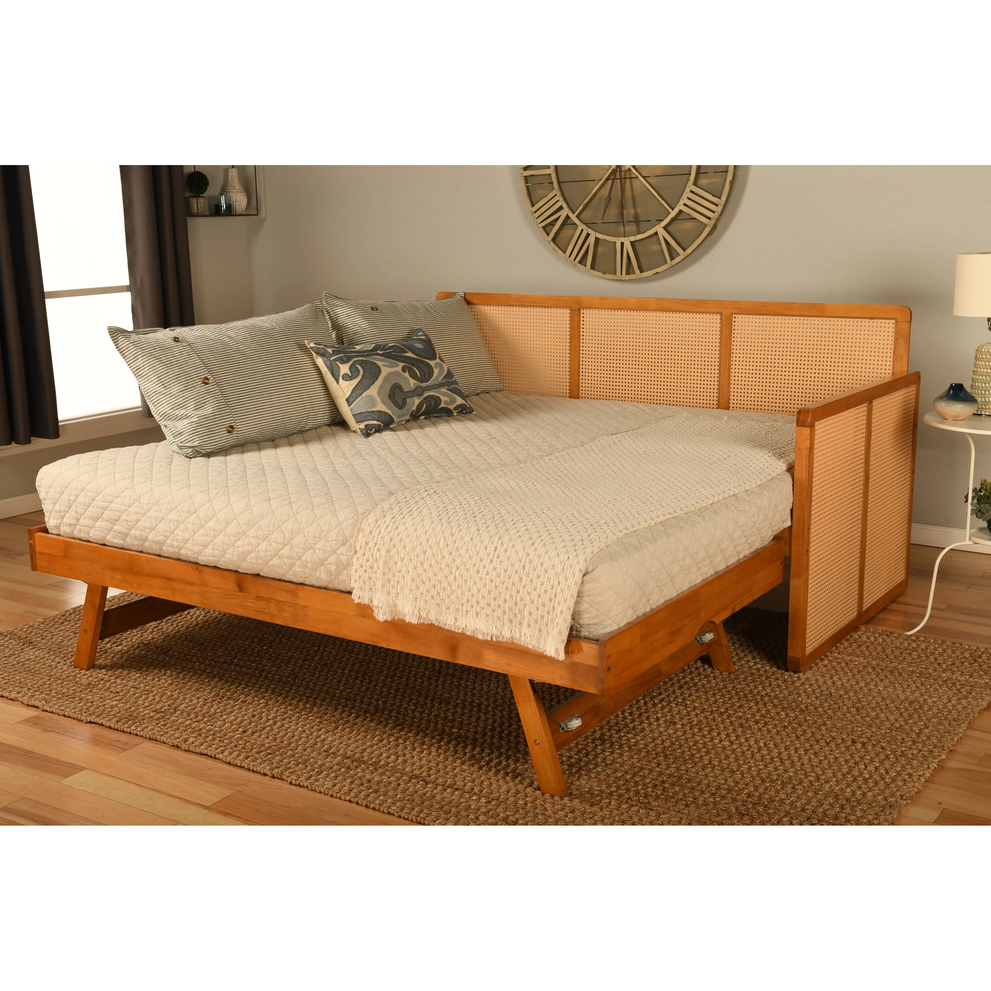 Bruke Daybed Frame with Pop Up in Honey Finish (Mattresses Not Included) | Wayfair North America