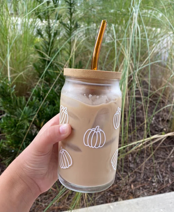 Pumpkin Beer Can Glass / Fall Iced Coffee Glass / Soda Can - Etsy | Etsy (US)