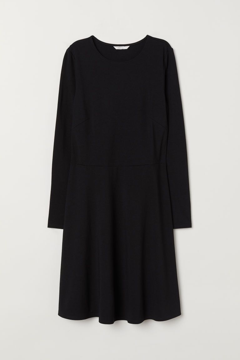 H & M - Long-sleeved jersey dress - Black | H&M (UK, MY, IN, SG, PH, TW, HK)