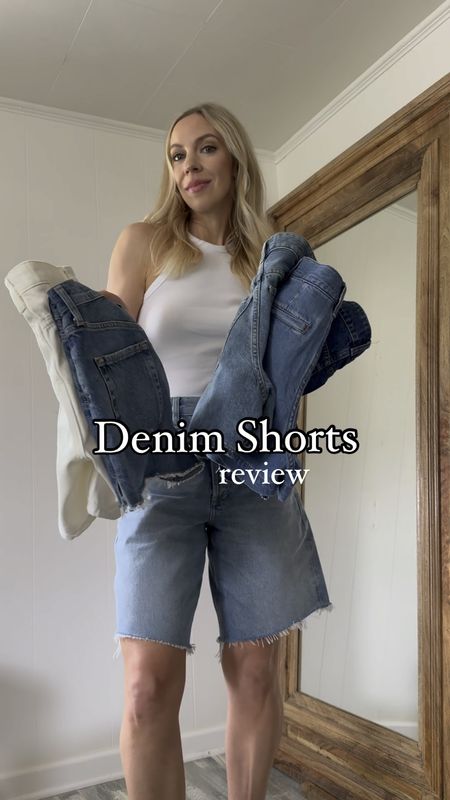 Denim shorts review - most on sale this weekend for Memorial Day! Sizing info below: 

Everlane - size 25
Madewell - size 25
H&M white - size 2
H&M blue - size 4
Citizens of Humanity Marlow - size 25
Citizens of Humanity Ayla - size 24

#LTKVideo #LTKStyleTip #LTKFindsUnder50