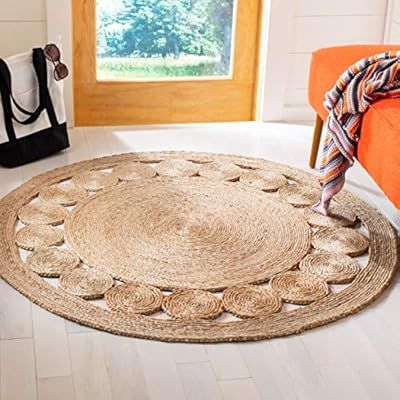 Safavieh Natural Fiber Round Collection Hand-Woven Jute Area Rug, 3' Round, Natural | Amazon (US)