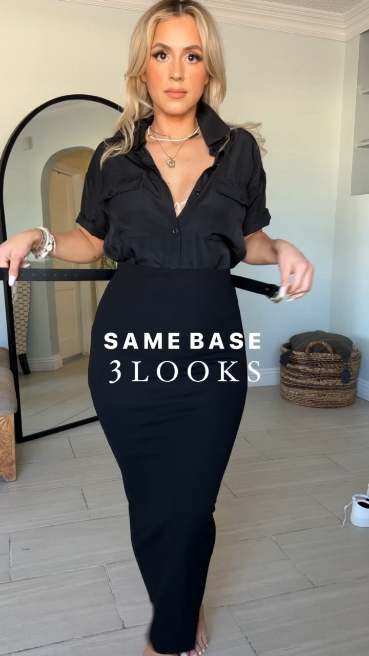 Same Base 3 Ways! Midi skirts are my faves!  The button up is actually part of the 2 piece set I have linked (trust me it’s worth just buying the set bc it’s amazinggggg quality). Shape wear underneath this skirt! You will need it ! 

Black pointy kitten heels are from Zara but I linked similar option.


#LTKStyleTip #LTKFindsUnder50 #LTKU
