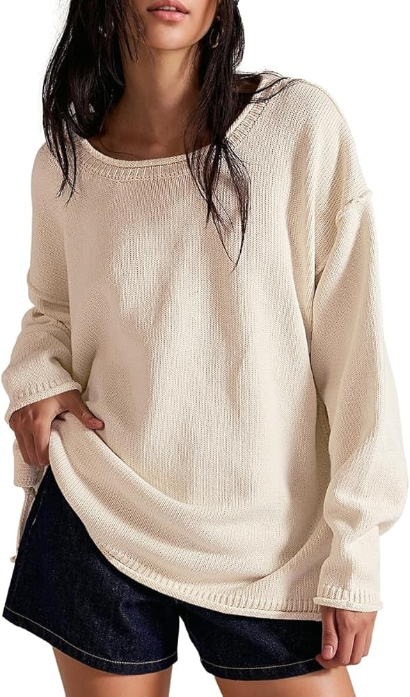 UNCLECAT Women's Oversized Sweaters 2025 Trendy Long Sleeve Fall Sweater Casual Knitted Pullover ... | Amazon (US)