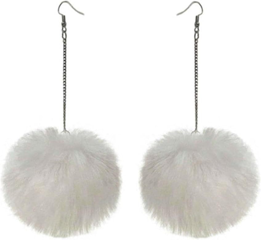 Pom Pom Earrings Colorful Faux Fur Fluffy Ball Earrings Handmade Soft Plush Pom Pom Dangle Drop E... | Amazon (US)