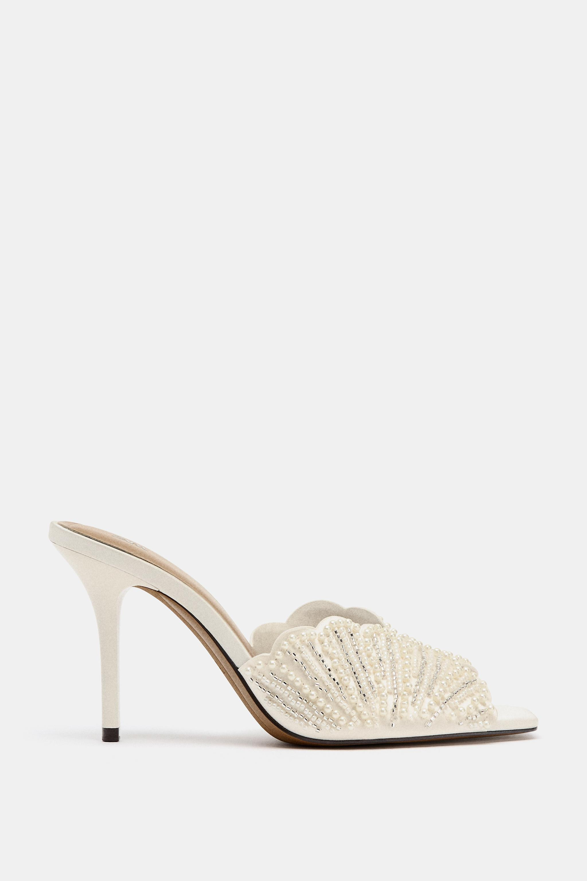 BACKLESS PEARL HEELED SANDALS | Zara US