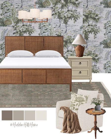 Modern traditional bedroom mood board, bedroom design inspo, floral wallpaper #bed

#LTKhome #LTKsalealert