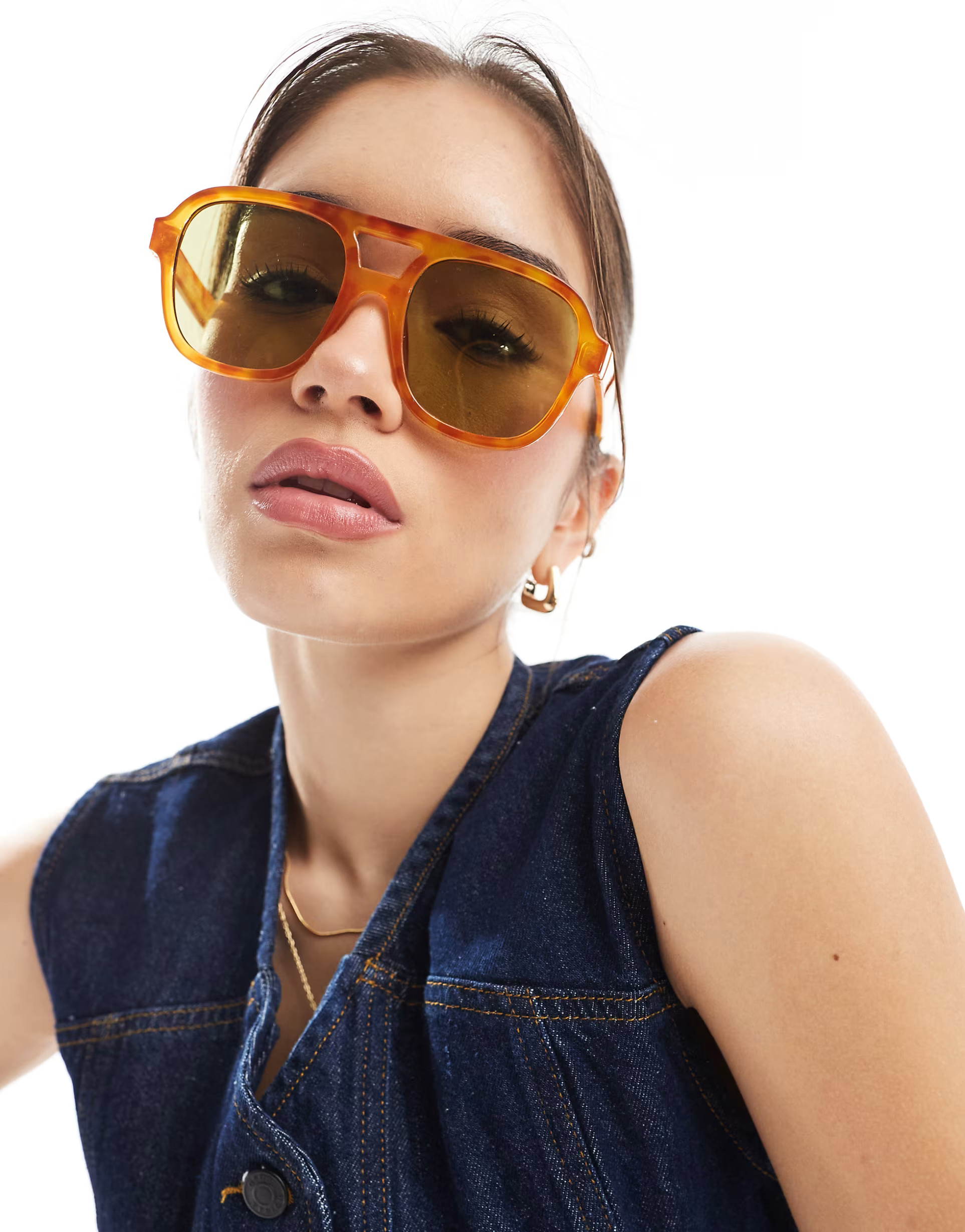 AIRE whirlpool aviator sunglasses in vintage tort with green lens | ASOS (Global)
