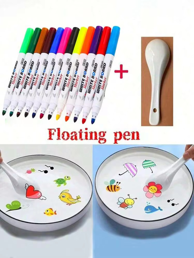 8/12/24pcs Magic Watercolor Pens (With Spoon), Magic Watercolor Pens, 12-Color Doodle Pens, Float... | SHEIN
