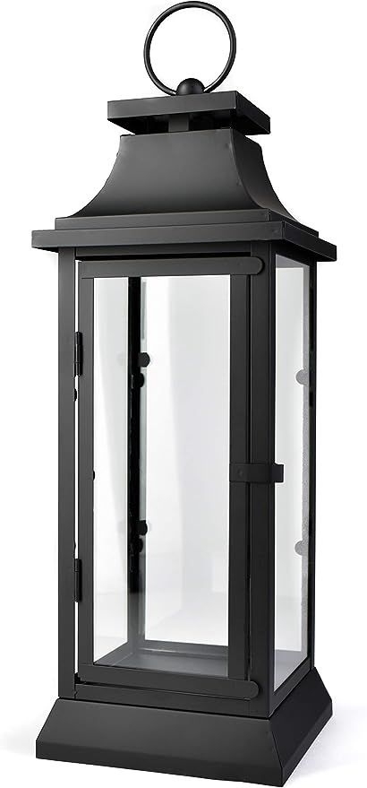 Amazon.com: Serene Spaces Living Black Hurricane Lanterns with Clear Glass Panels, Perfect for Ho... | Amazon (US)