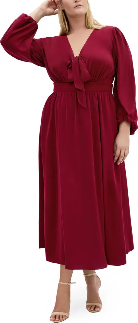 Ivanna Tie Neck Long Sleeve Maxi Dress | Nordstrom