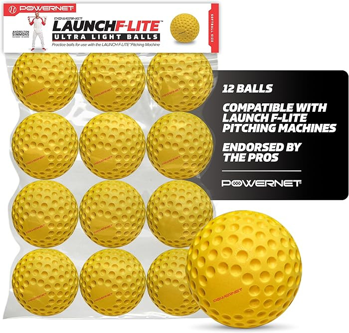 PowerNet Launch F-lite Softball & Baseball Pitching Machine, Dimpled Practice Balls, Bucket of Ba... | Amazon (US)