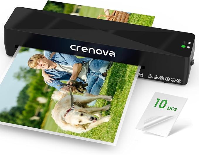 Crenova Laminator Machine with 10 Laminating Sheets, A4 Laminating Machine | Hot & Cold with Fast... | Amazon (US)