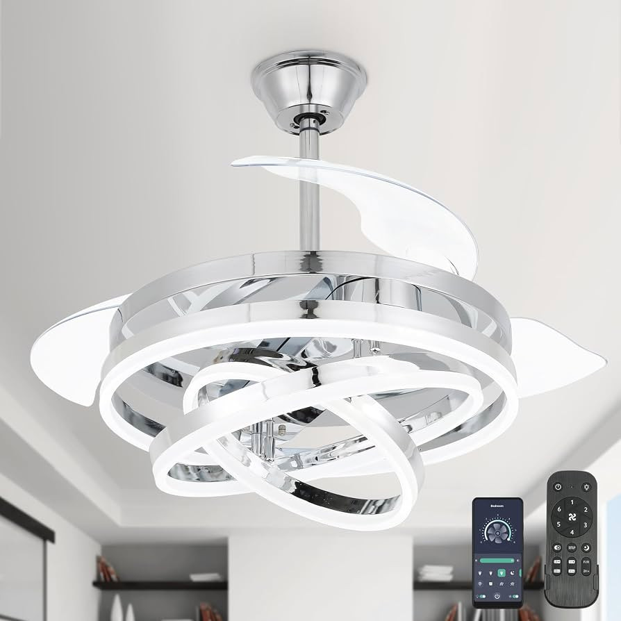 42 Inch Retractable Ceiling Fan, DC Motor Chandelier Ceiling Fans with Lights Remote Control for ... | Amazon (US)