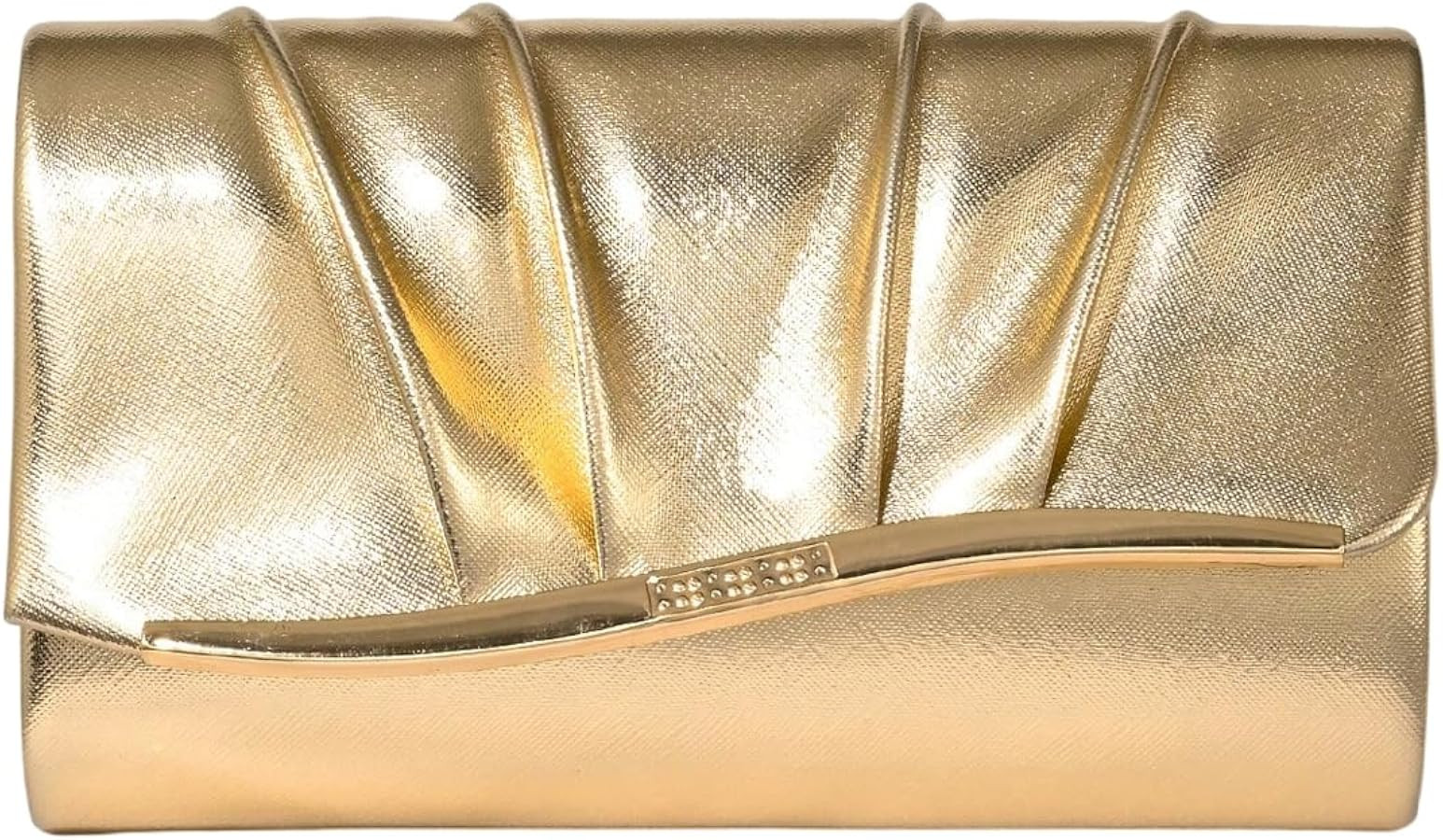 Verdusa Women's Elegant Metallic Pleated Evening Handbag Flap Magnet Envelope Clutch Purses | Amazon (US)