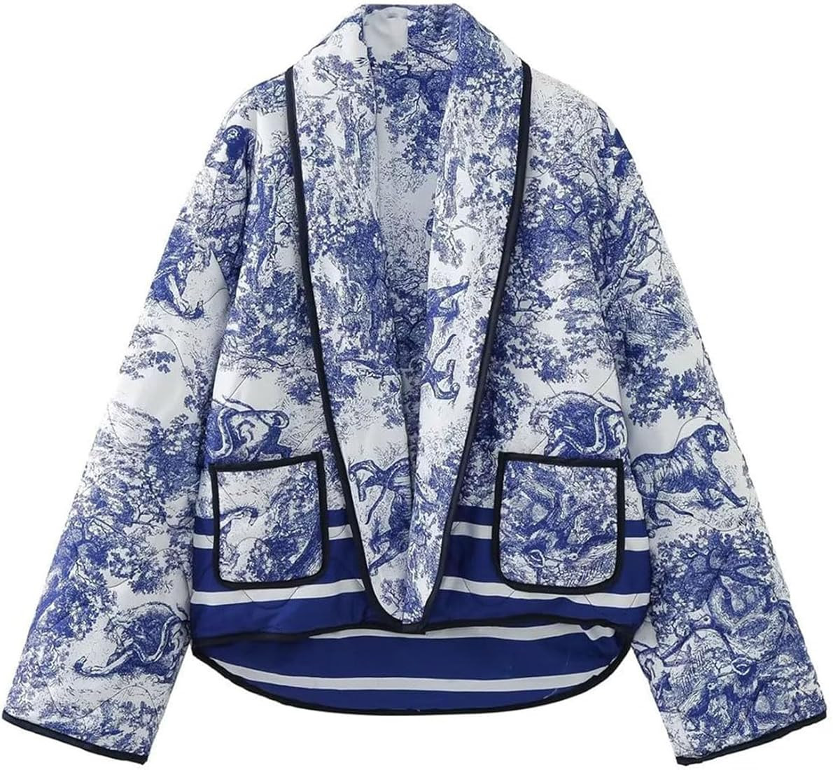 Flygo Womens Cropped Puffer Jacket Floral Print Quilted Coat Lightweight Warm Padded Down Jackets | Amazon (US)