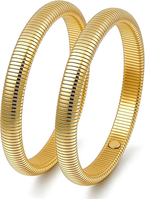 18K Gold Plated Bracelets for Women Gold Bangles for Women Chunky Bangle Bracelets for Women Brac... | Amazon (US)