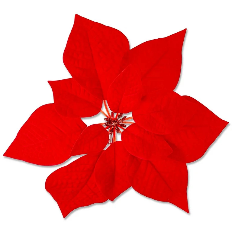 Red Velvet Poinsettia Christmas Clip Ornament, 11 IN, by Holiday Time | Walmart (US)