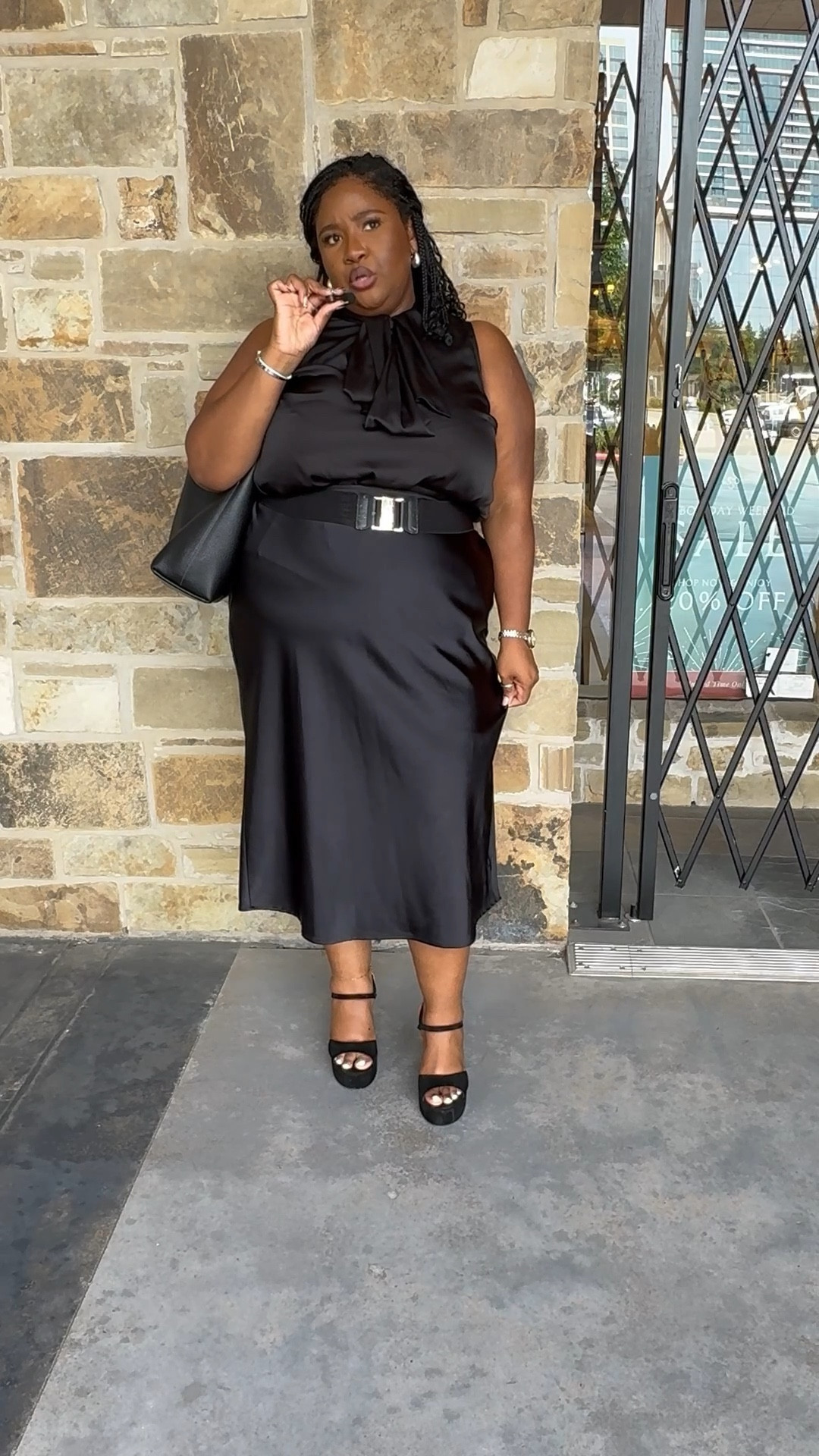 Church outfit for the day! 

Plus size fashion. Plus size satin skirt. Platform heels. Coach bag. Amazon finds.

#LTKFindsUnder50 #LTKSaleAlert #LTKPlusSize