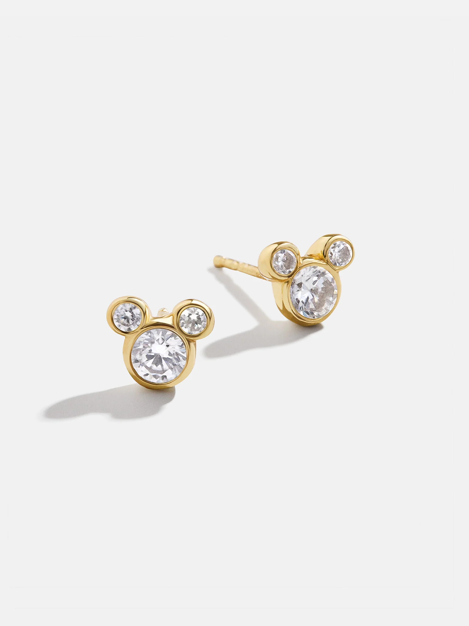 Mickey Mouse Disney 18K Gold Plated Sterling Silver & Cubic Zirconia Studs - Gold/Pavé | BaubleBar (US)