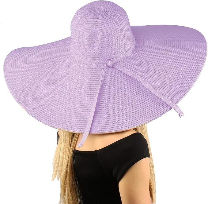 Summer Elegant Derby Big Super Wide Brim 8" Brim Floppy Sun Beach Dress Hat | Amazon (US)