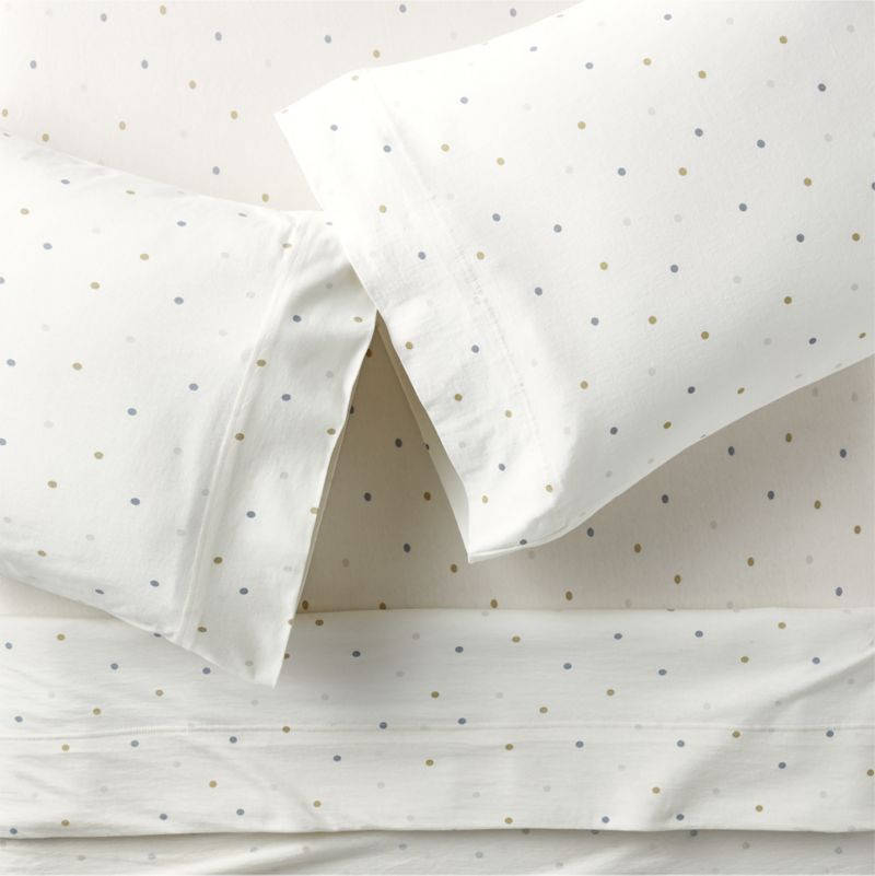 Modern Comfy Tee Cool Multicolor Polka Dot Organic Cotton Jersey Kids Full Sheet Set + Reviews | ... | Crate & Barrel