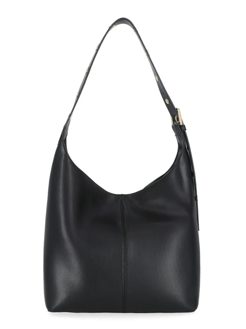 Time and Tru Women's Shively Faux Leather Bucket Handbag, Black | Walmart (US)