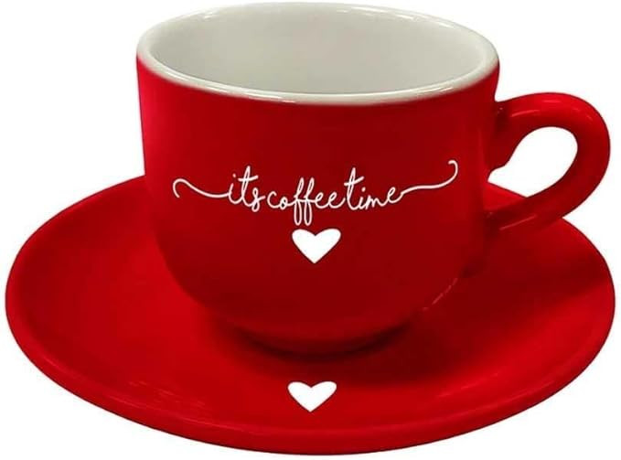 Xícaras para café com pires de porcelana L'Amour vermelha 90 ml 6 peças | Amazon (BR)
