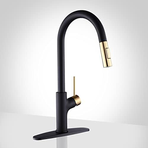 Achelous Black and Gold Kitchen Faucet with Pull Down Magnetic Docking Sprayer,Stainless Steel Pu... | Amazon (US)