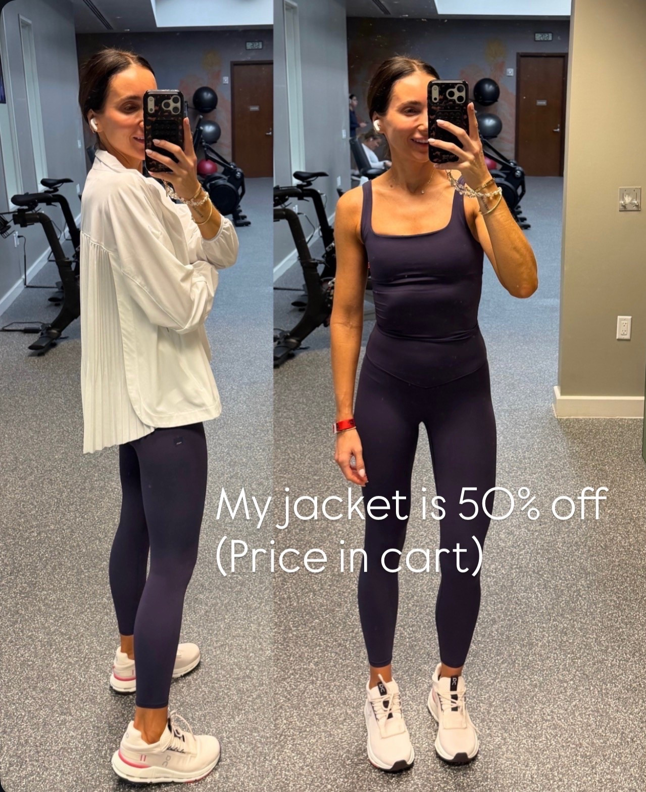 Workout outfit, jacket size XS, tank XS, leggings S, sneakers tts.

#LTKSaleAlert #LTKOver40 #LTKActive