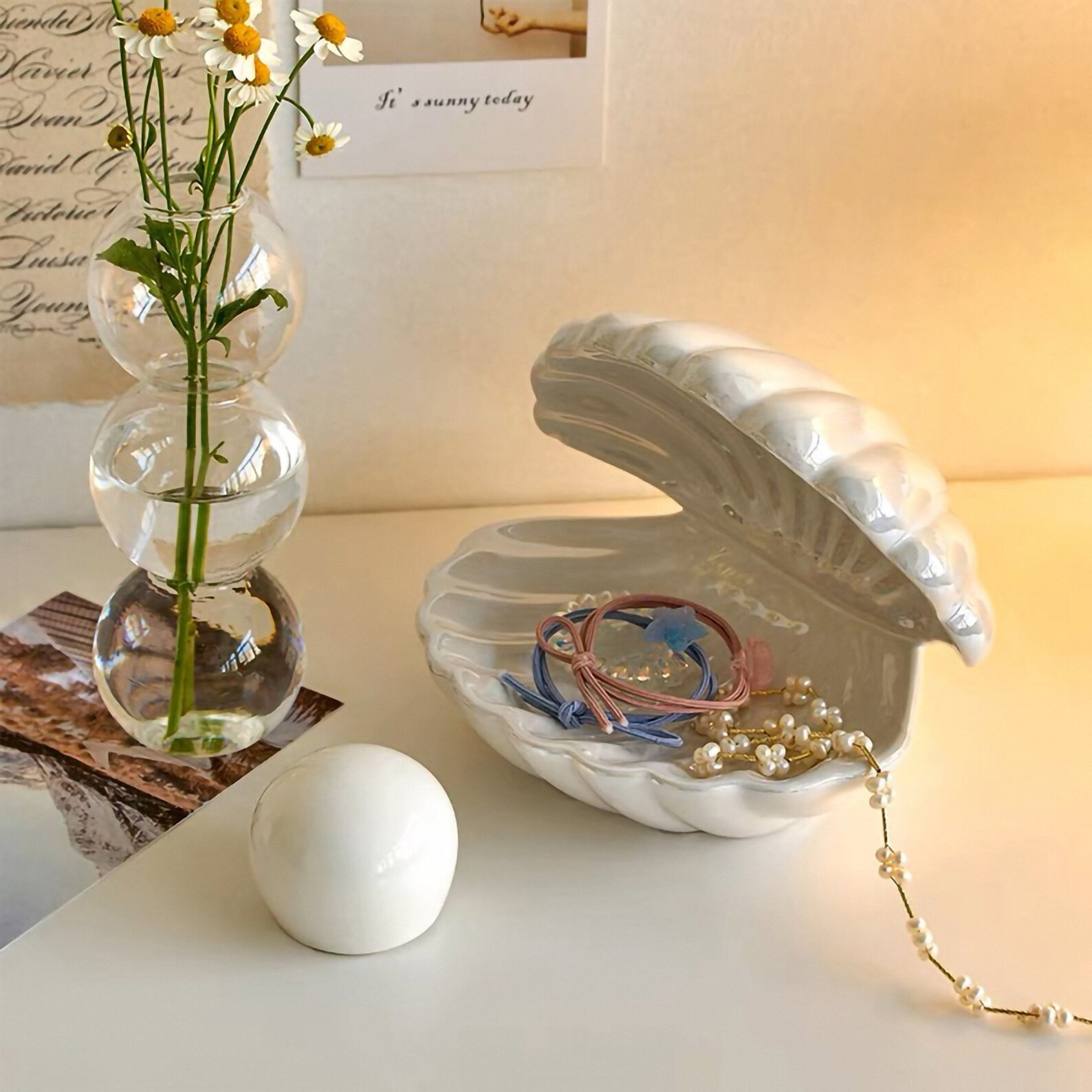Shell Jewelry Dish Ceramic Jewelry Tray Trinket Tray Jewelry - Etsy | Etsy (US)