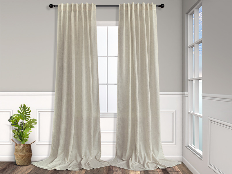 Flax Linen Curtains 108 Inches Long for Kids Room 2 Panels Back Tab Pocket Window Draperies Light... | Amazon (US)