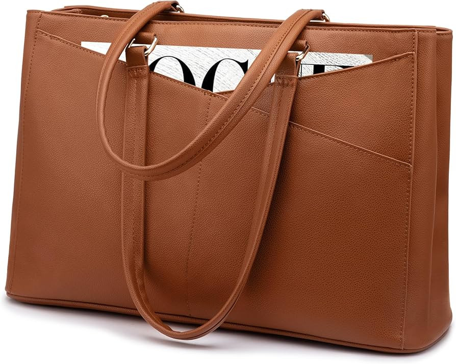 LOVEVOOK Laptop Bag for Women 17.3 Inch Tote Bags Waterproof Leather Briefcase Computer Women Bus... | Amazon (US)