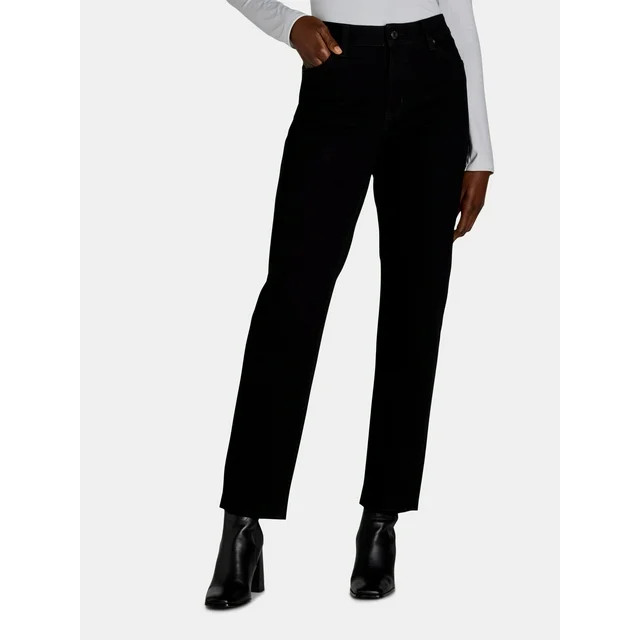 Time and Tru Women's High Rise Raw Hem Cigarette Jean, 32" inseam, sizes 2-20 - Walmart.com | Walmart (US)