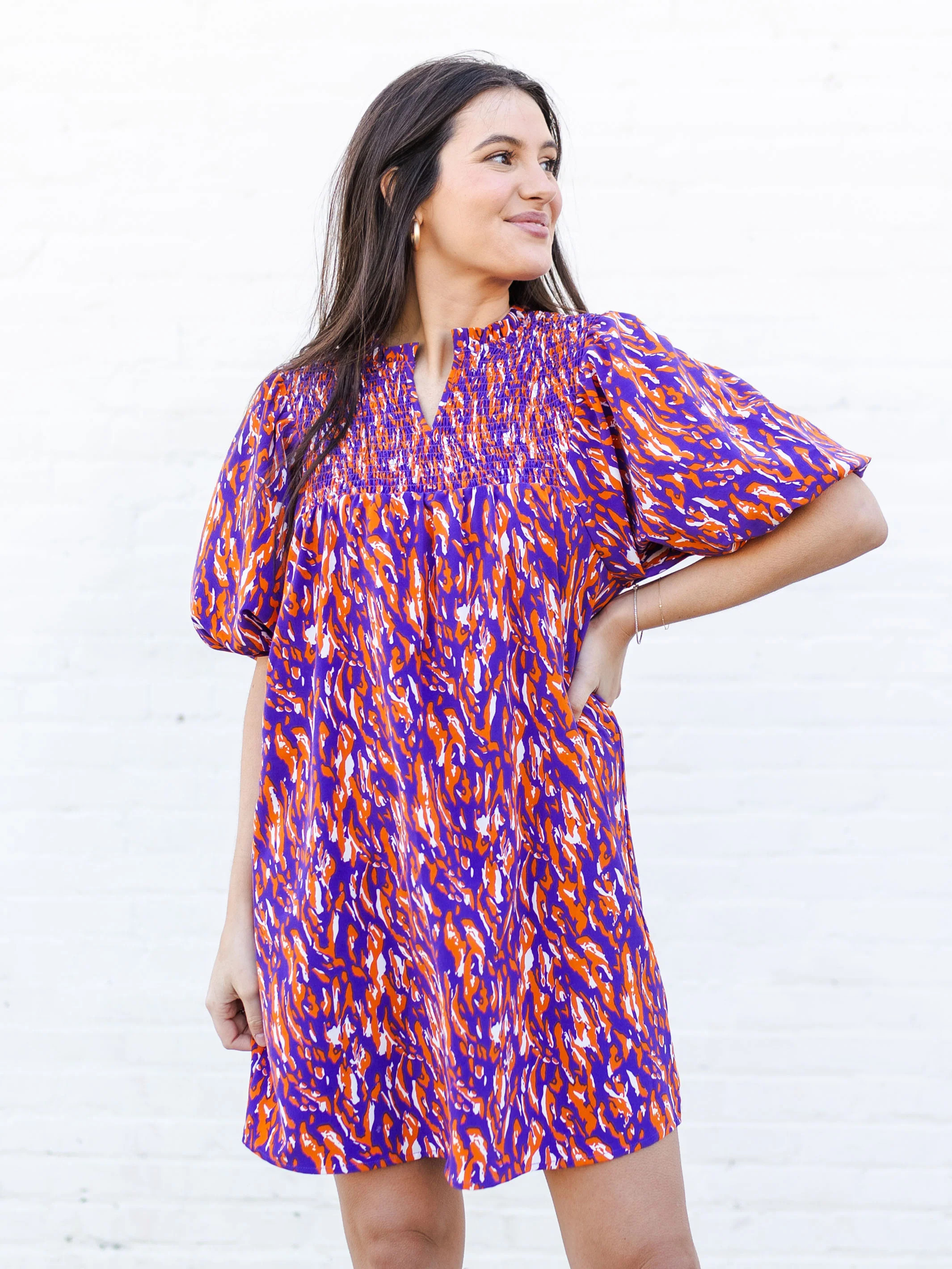 Amelia Dress | Tiger Tail Purple + Orange | Michelle McDowell