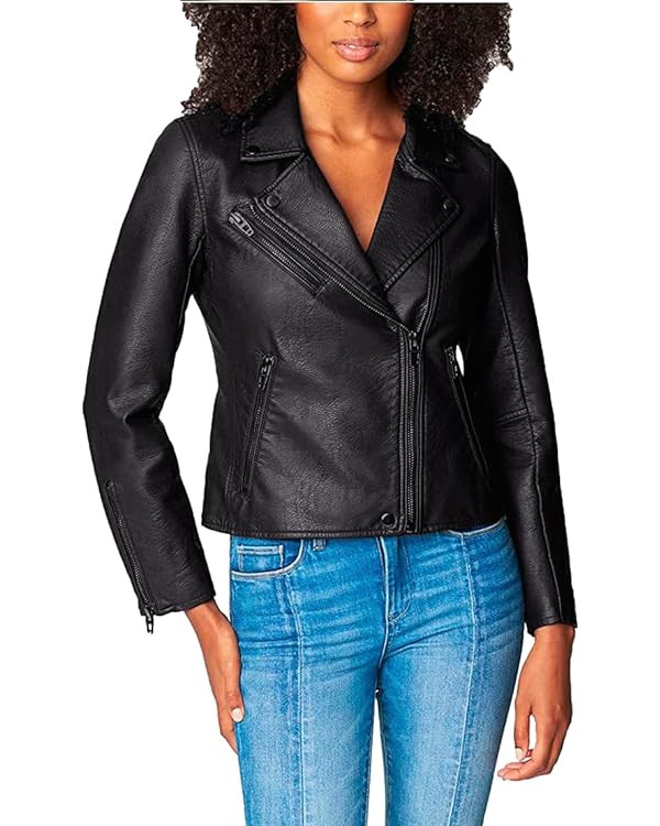 [BLANKNYC] Womens Luxury Clothing Semi Fitted Vegan Leather Motorcycle Jacket | Amazon (US)