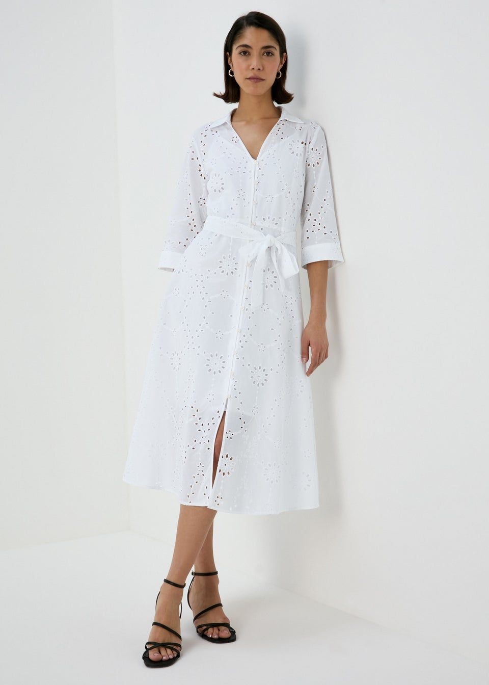 Et Vous White Shiffley 3/4 Sleeve Dress - Size 10 | Matalan (UK)